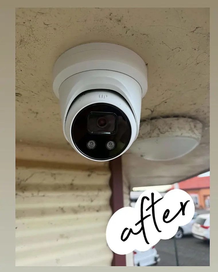 A dome camera after cleaning, lens clear