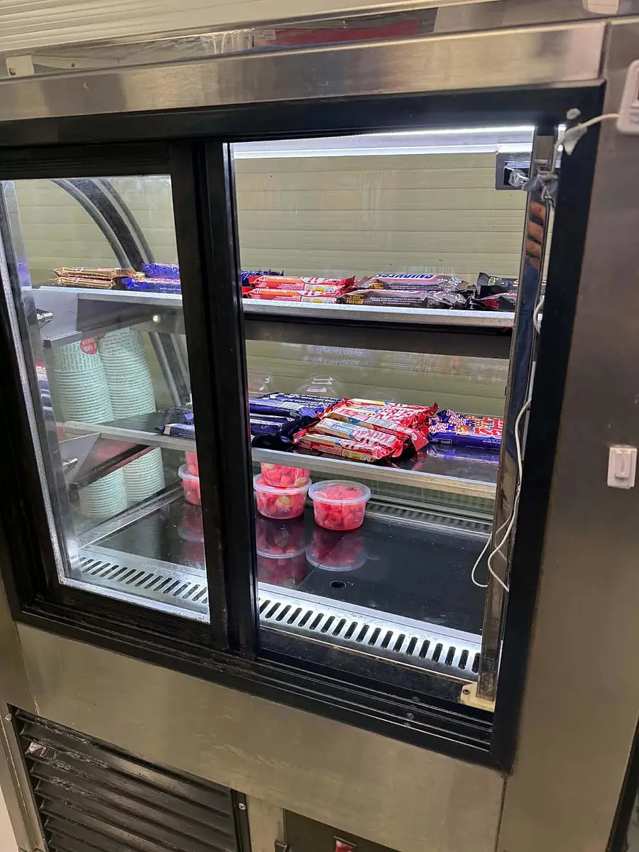 New LED lighting inside a glass display fridge
